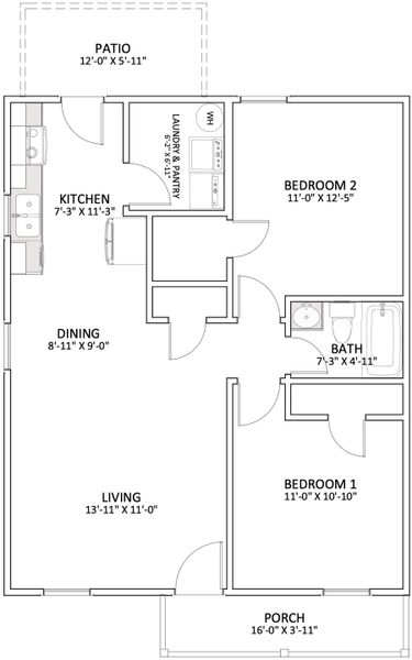 2D floor plan layout for the Duncan by Enchanted Homes in Arcadia Village, Spartanburg, SC (Image 6). 2D floor plan layout for the Duncan by Enchanted Homes in Arcadia Village, Spartanburg, SC (Image 6).