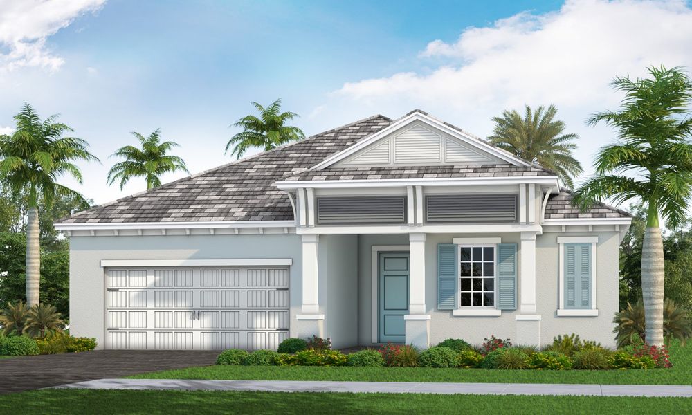 Representative exterior photo of a completed home built from the Endless Summer 4 by Neal Communities in Palm Grove, Bradenton, FL (Image 2). Representative exterior photo of a completed home built from the Endless Summer 4 by Neal Communities in Palm Grove, Bradenton, FL (Image 2).