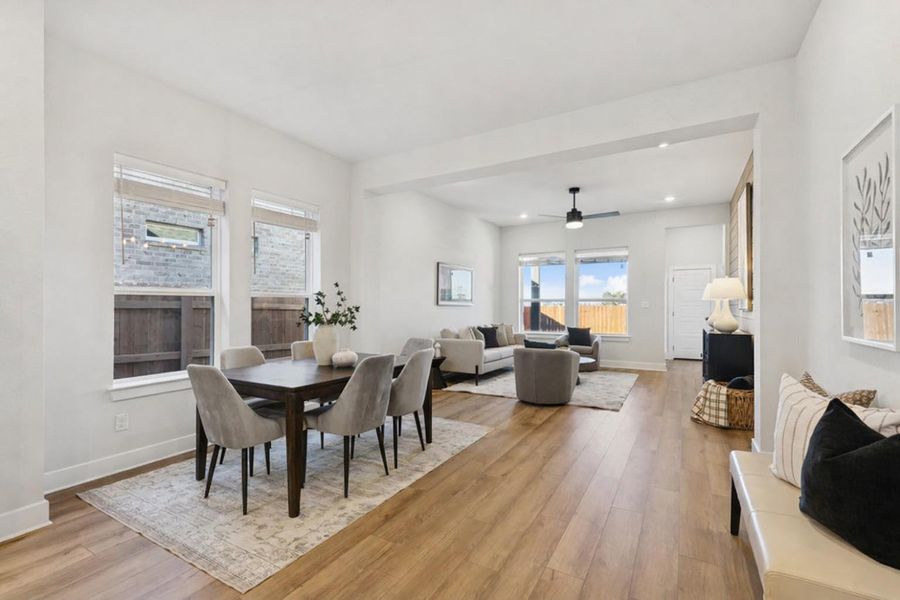 Dining Area (Staged)[Photos shown are from a completed home with the samefloorplan and similar design selections. Actual design selections may very slightly]