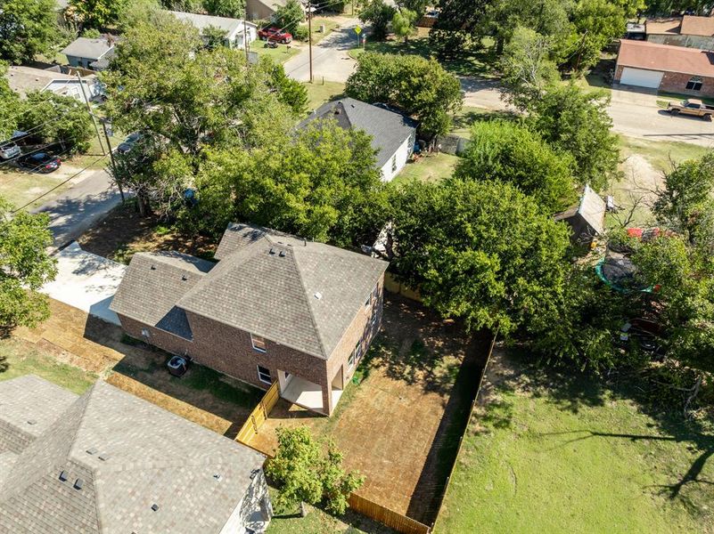 Aerial perspective of suburban area