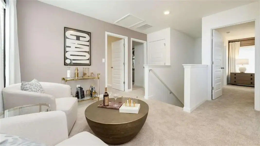 Furnished interior view inside a new home in The Village at Sandy Plains, Marietta (Image 9). Furnished interior view inside a new home in The Village at Sandy Plains, Marietta (Image 9).