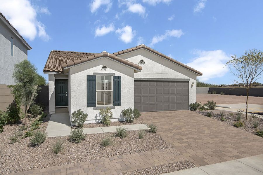Representative exterior photo of a completed home built from the 1356 Modeled by KB Home in Bella Camino Traditions, San Tan Valley, AZ (Image 12).