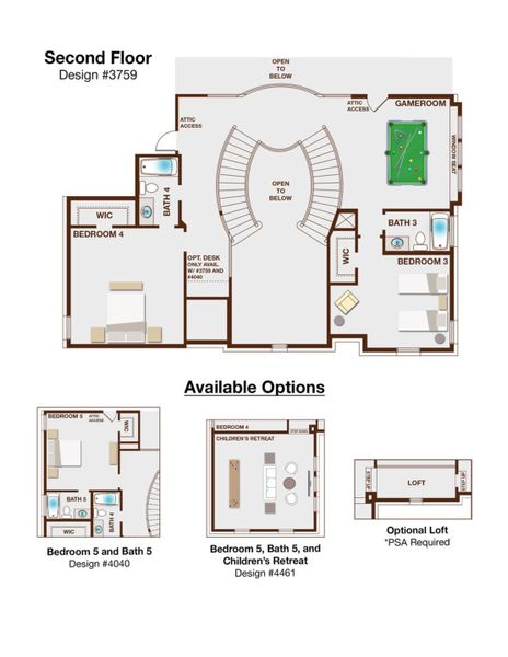 2D floor plan layout for the Grandview by Grand Homes in Dominion of Pleasant Valley, Wylie, TX (Image 5).