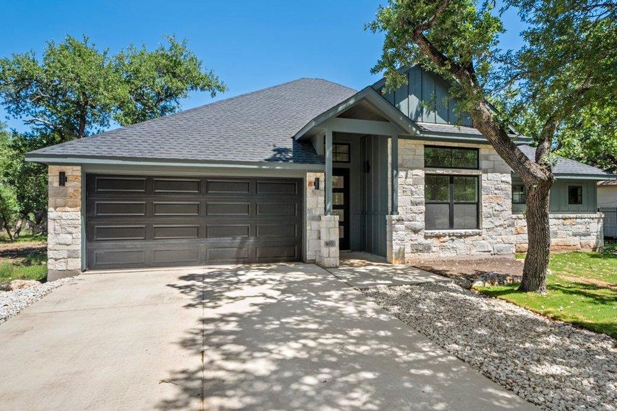 Front exterior of a new home in , Wimberley, TX, highlighting curb appeal (Image 1). Front exterior of a new home in , Wimberley, TX, highlighting curb appeal (Image 1).
