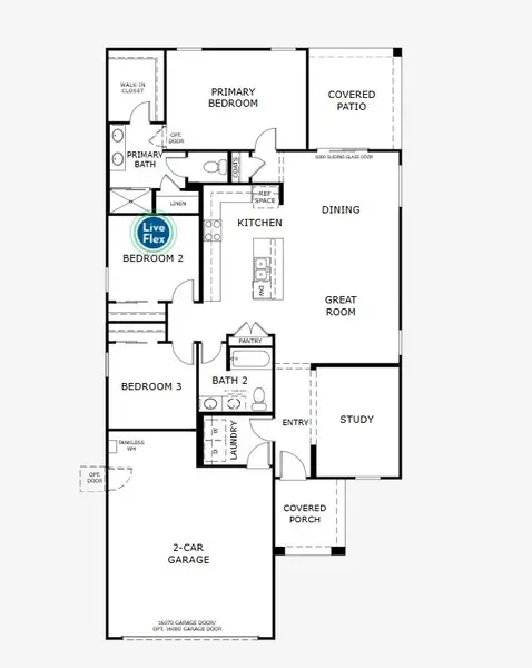 2D floor plan layout for the Madera by Landsea Homes in Sunrise – Canyon Series, Surprise, AZ (Image 3).