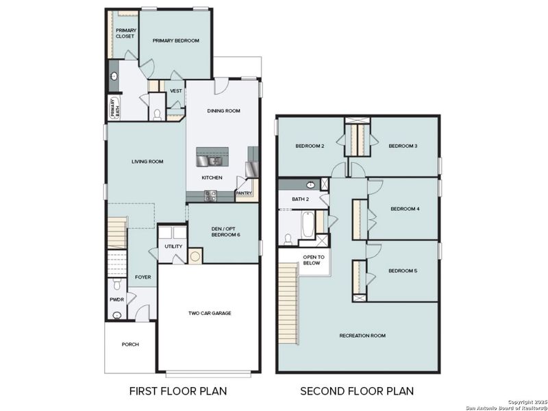 2D floor plan layout of this home in Hunters Ranch, San Antonio, TX (Image 5).