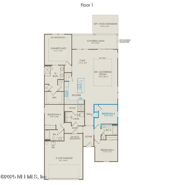 2D floor plan layout of this home in Westerly Park at Wildlight, Yulee, FL (Image 3).