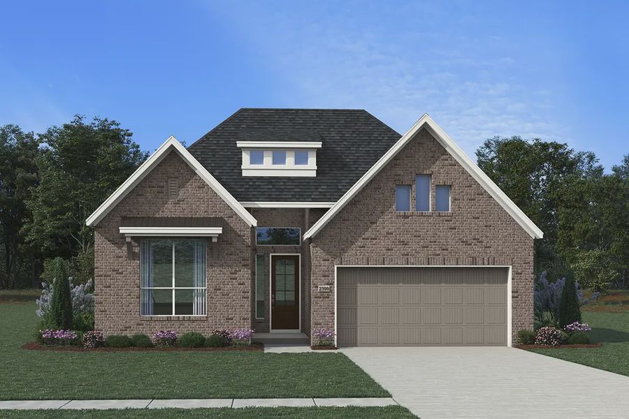 Representative exterior photo of a completed home built from the Hampton by Chesmar Homes in Blue Heron, Mont Belvieu, TX (Image 26).