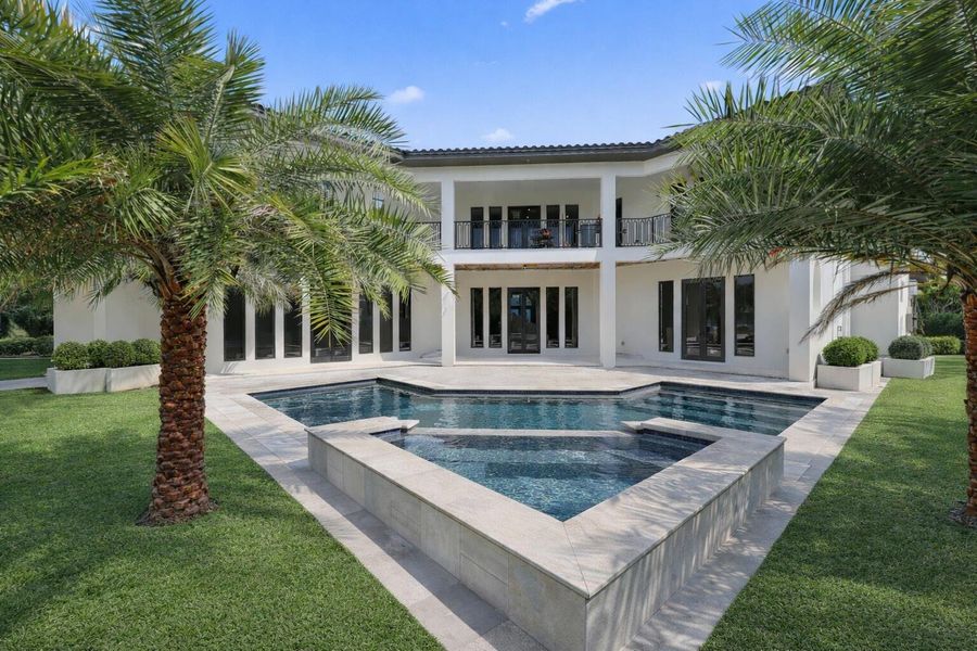 AI enhanced - grass & pool water AI enhanced - grass & pool water