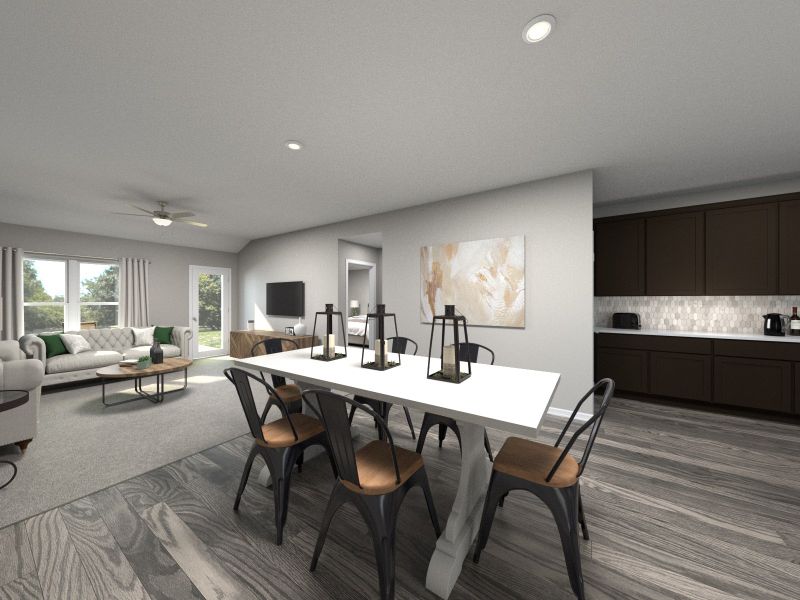 Furnished interior view inside a new home in Butler Farms - Americana Collection, Liberty Hill (Image 4). Furnished interior view inside a new home in Butler Farms - Americana Collection, Liberty Hill (Image 4).
