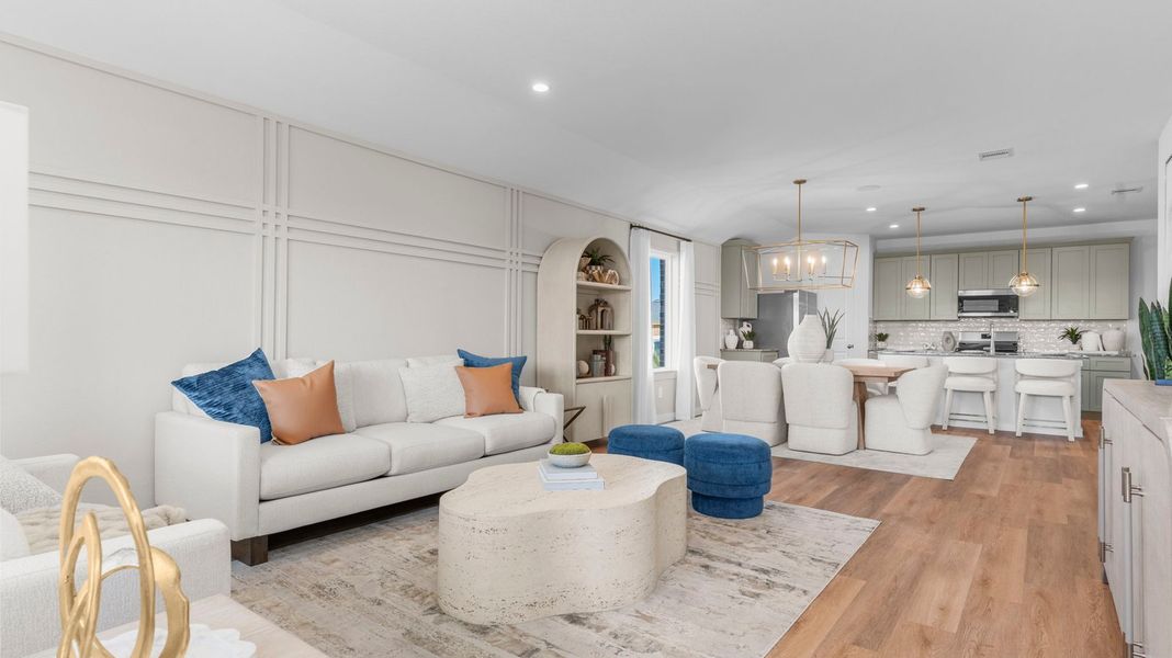 Furnished interior view inside a new home in Caldwell Crossing, Iowa Colony (Image 7).