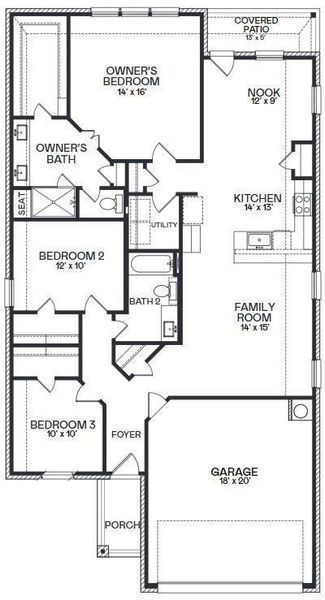2D floor plan layout of this home in Sila: Bristol Collection, Huffman, TX (Image 1).