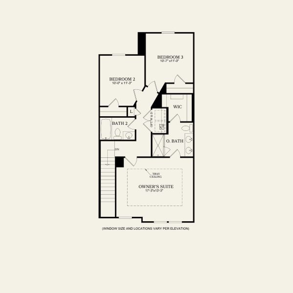 2D floor plan layout for the Graylyn by Pulte Homes in Parkside Towns, Charlotte, NC (Image 5).
