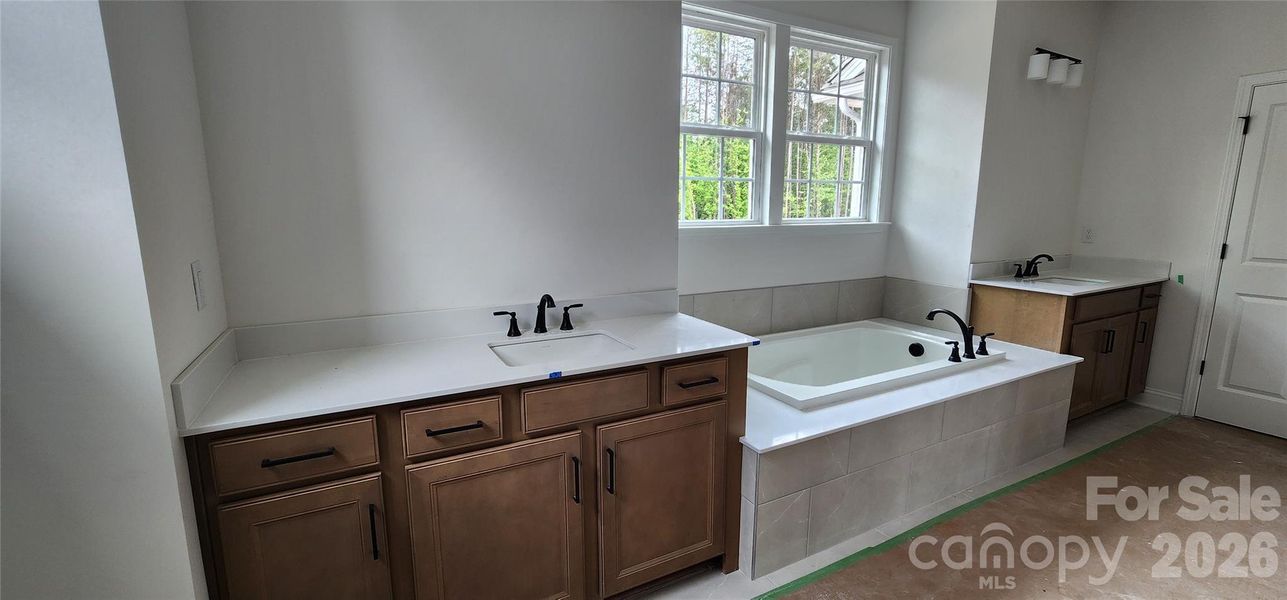 Seperate Vanities with Soaking Tub