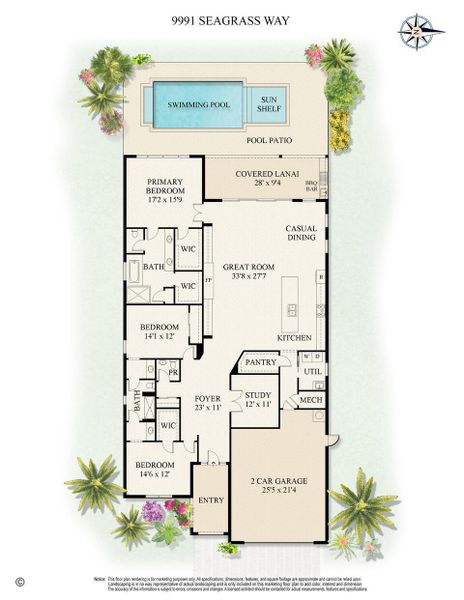 2D floor plan layout of this home in , Palm Beach Gardens, FL (Image 3).