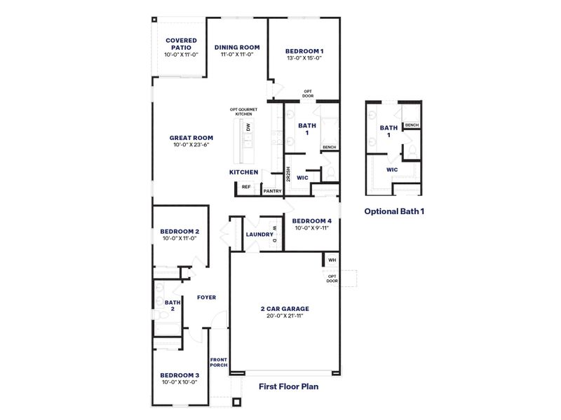 2D floor plan layout for the Blackbird by D.R. Horton in The Ridge at Stone Butte, Phoenix, AZ (Image 3).