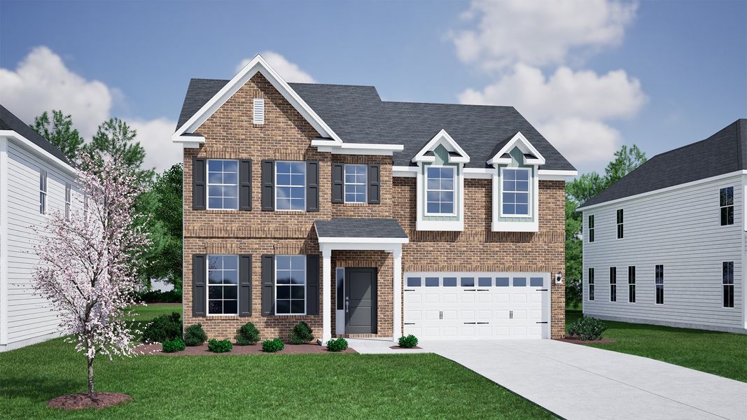 Representative exterior photo of a completed home built from the Edisto - Vanguard Collection by Mungo Homes in Lilah Grove, Summerfield, NC (Image 16).
