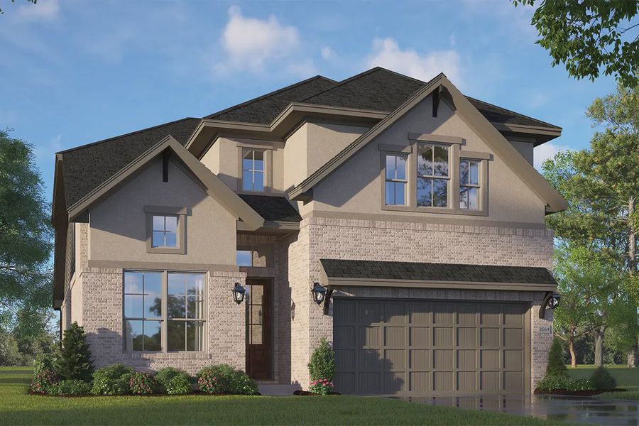 Representative exterior photo of a completed home built from the Lorne by Chesmar Homes in Mulberry Farms, Santa Fe, TX (Image 21).