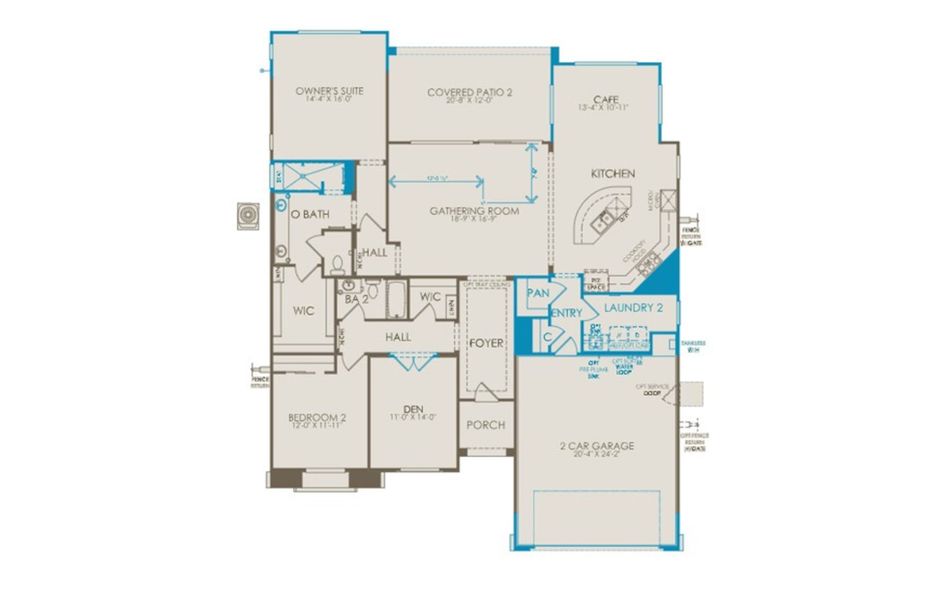 2D floor plan layout of this home in Del Webb at Rocking K, Tucson, AZ (Image 3). 2D floor plan layout of this home in Del Webb at Rocking K, Tucson, AZ (Image 3).