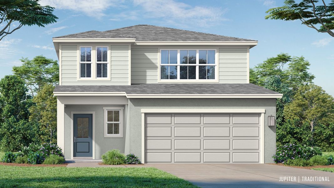 Representative exterior photo of a completed home built from the Jupiter by DRB Homes in Willowbrook North, Winter Haven, FL (Image 6).