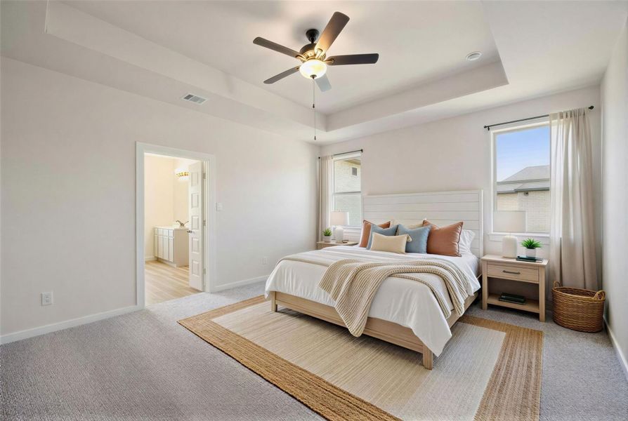 Virtually staged representation of the Primary Bedroom.