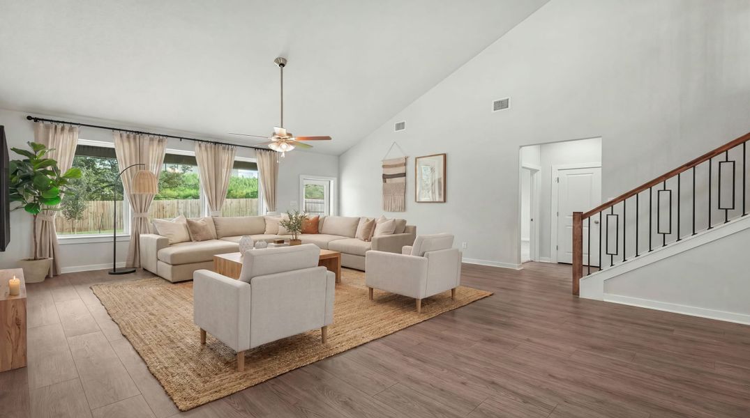 Furnished interior view inside a new home in Hunter's Ranch, San Antonio (Image 5). Furnished interior view inside a new home in Hunter's Ranch, San Antonio (Image 5).