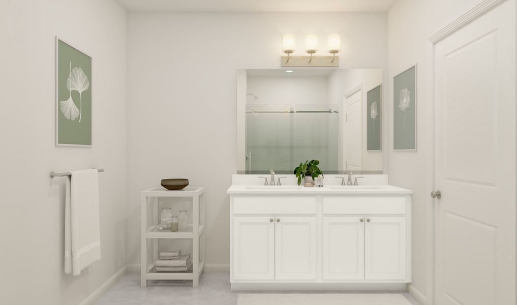 Primary bath with dual vanities