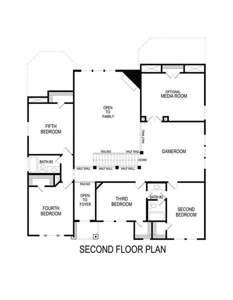 2D floor plan layout of this home in Oaks of North Grove, Waxahachie, TX (Image 7).