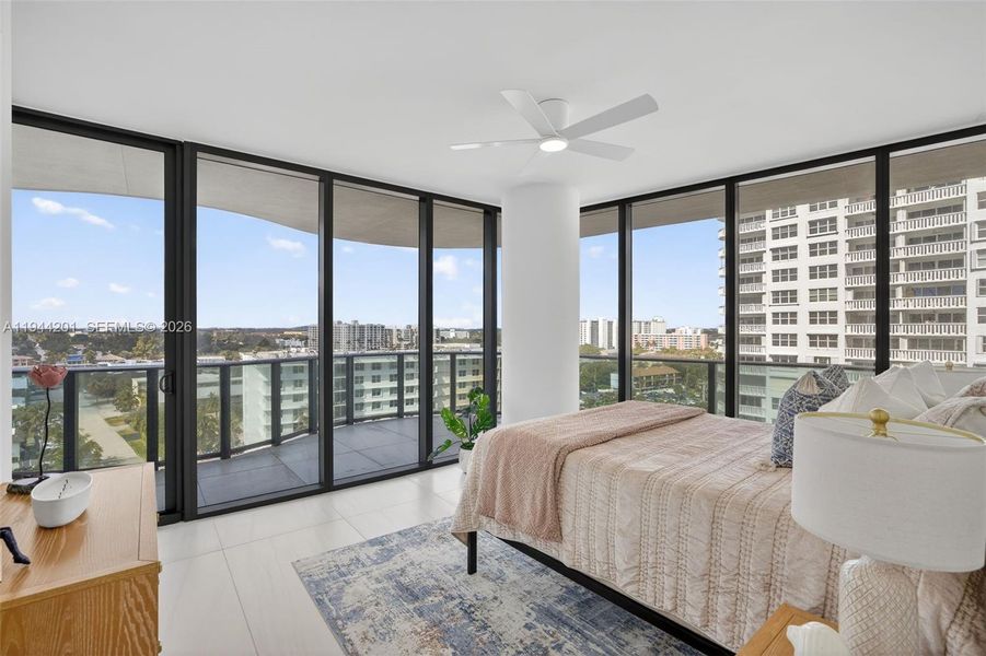 Guest Bedroom #2 - ensuite bathroom w/ walk in closet, w/ sliders w/ wrap around balcony and views to the west and north