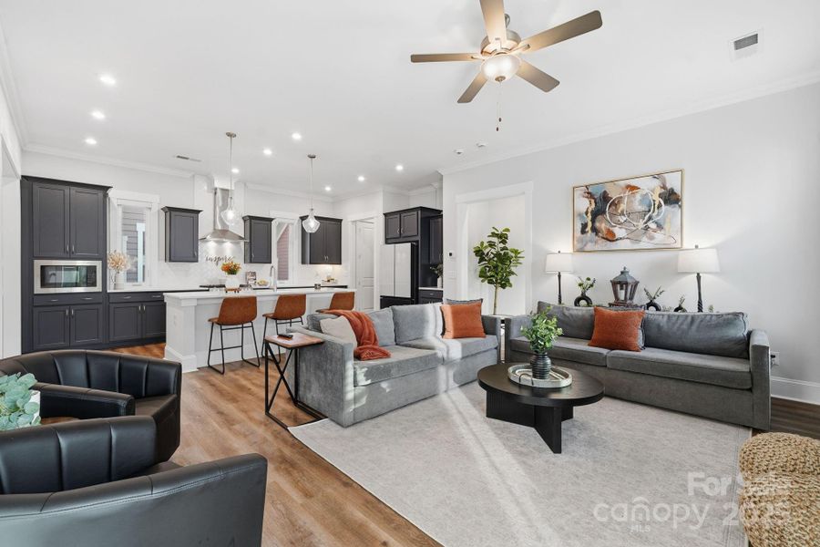 Living room open to kitchen