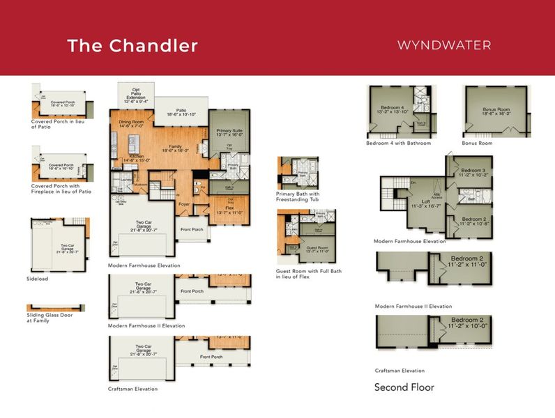 2D floor plan layout for the The Chandler by RobuckHomes in Windwater, Hampstead, NC (Image 5).