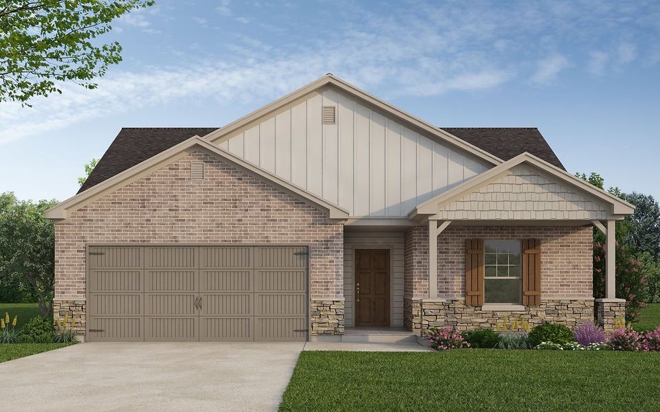 Representative exterior photo of a completed home built from the Grayson by Kendall Homes in Russell Ranch, Bay City, TX (Image 5). Representative exterior photo of a completed home built from the Grayson by Kendall Homes in Russell Ranch, Bay City, TX (Image 5).