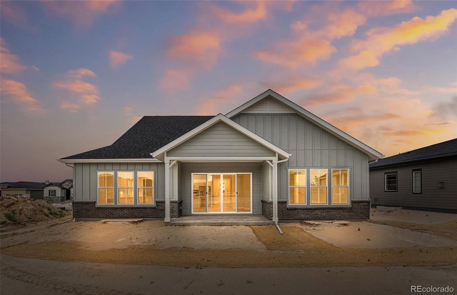 Exterior details and patio area of a home in Hilltop at Inspiration, Aurora (Image 32).
