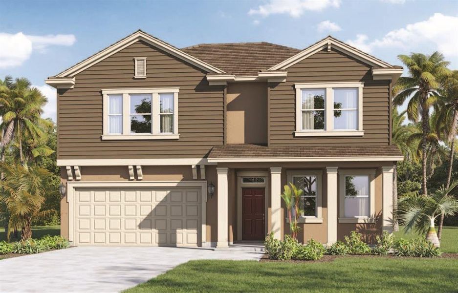 Front exterior of a new home in Archers Mill, Ormond Beach, FL, highlighting curb appeal (Image 1).