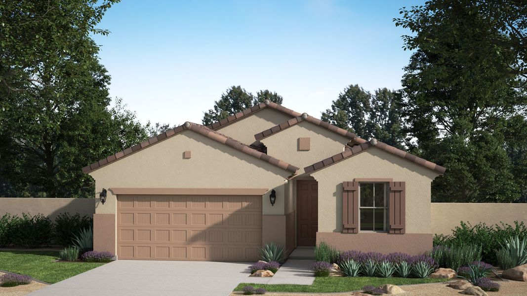 Representative exterior photo of a completed home built from the Sabino by Risewell Homes in Sunrise, Surprise, AZ (Image 2). Representative exterior photo of a completed home built from the Sabino by Risewell Homes in Sunrise, Surprise, AZ (Image 2).