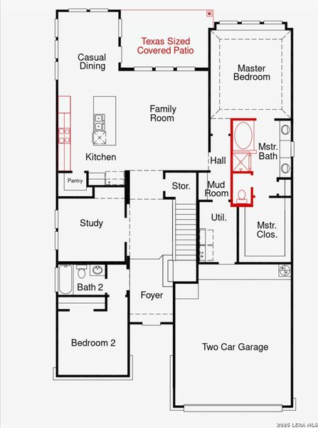 2D floor plan layout of this home in Nopal Valley, San Antonio, TX (Image 3).