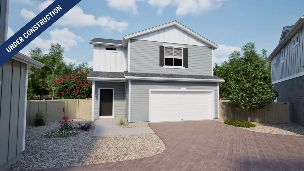 Front exterior of a new home in Muegge Farms, Bennett, CO, highlighting curb appeal (Image 1). Front exterior of a new home in Muegge Farms, Bennett, CO, highlighting curb appeal (Image 1).