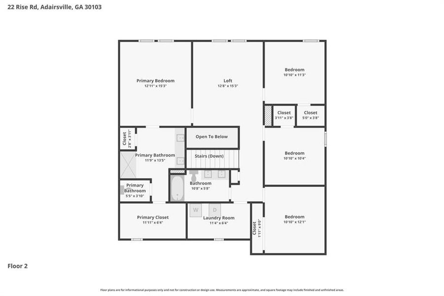 2D floor plan layout of this home in Manning Mill, Adairsville, GA (Image 7).