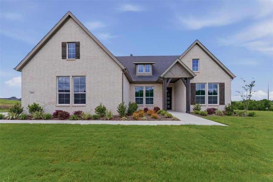 Front exterior of a new home in Eagle Ridge Estates, Weatherford, TX, highlighting curb appeal (Image 17).