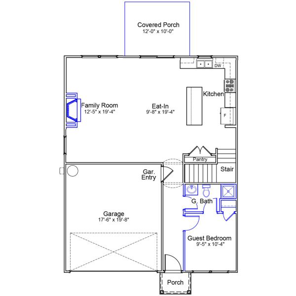 2D floor plan layout of this home in Killians Crossing, Blythewood, SC (Image 2).