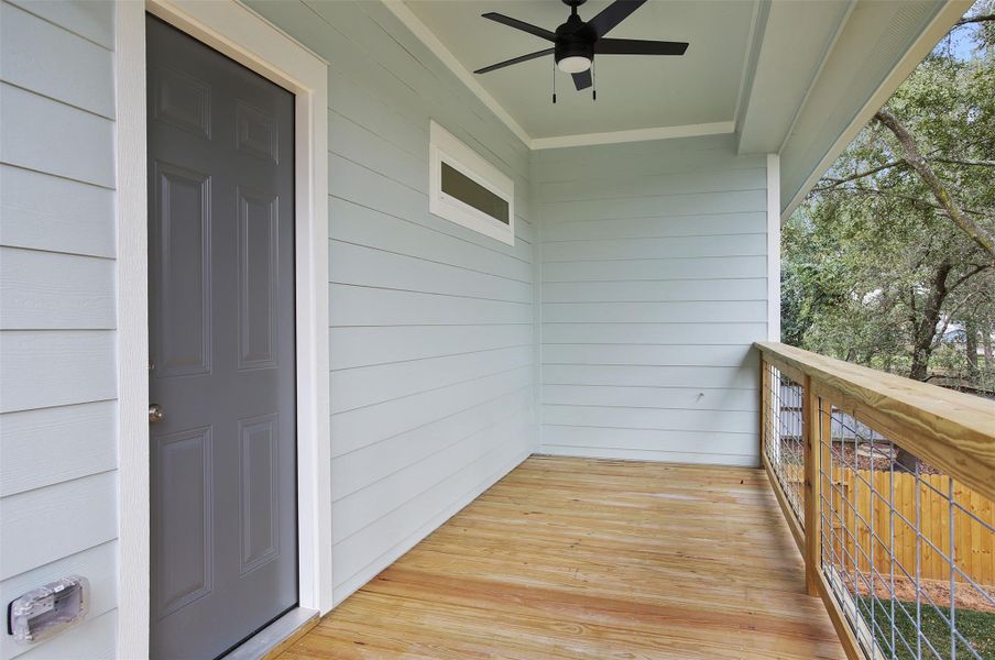 Upstairs back patio off of the laundry room.