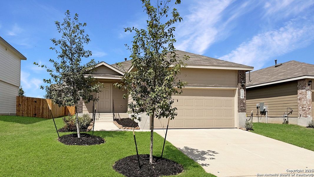 Front exterior of a new home in Langdon, San Antonio, TX, highlighting curb appeal (Image 27). Front exterior of a new home in Langdon, San Antonio, TX, highlighting curb appeal (Image 27).