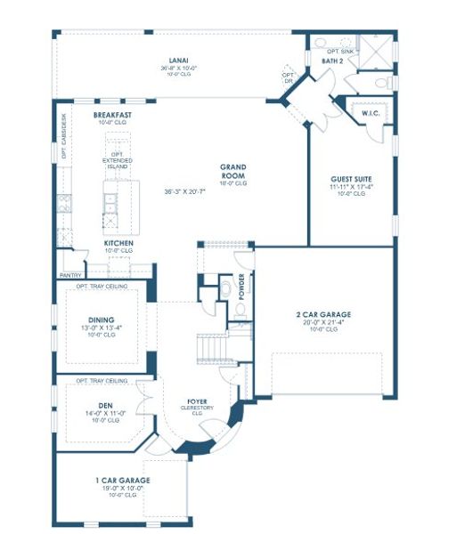 2D floor plan layout for the Madeira III by Homes by WestBay in Pasadena Ridge, Pasadena Hills, FL (Image 3).