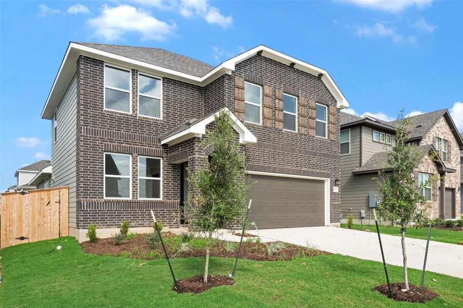 Front exterior of a new home in Patterson Ranch, Georgetown, TX, highlighting curb appeal (Image 26).
