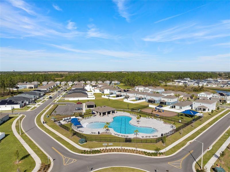 resort style community pool, playground and gazebo area.