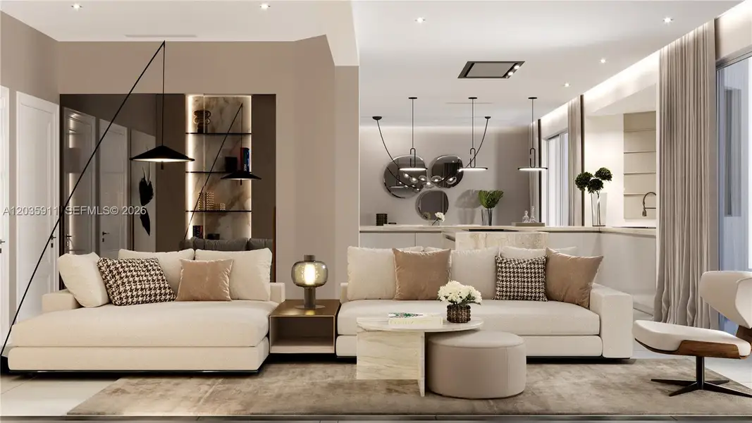 Furnished interior view inside a new home in , Sunny Isles Beach (Image 2). Furnished interior view inside a new home in , Sunny Isles Beach (Image 2).