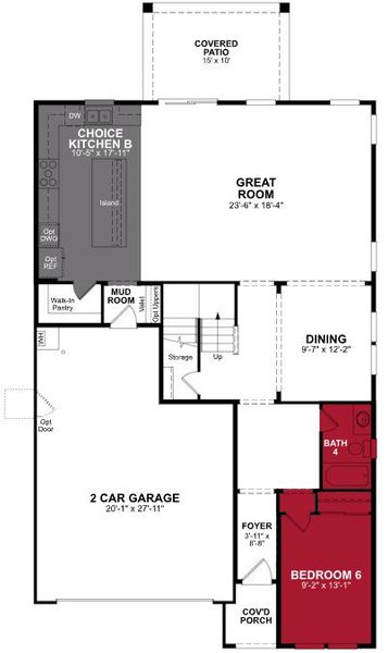 2D floor plan layout of this home in Willows at Bella Vista Farms, San Tan Valley, AZ (Image 4).