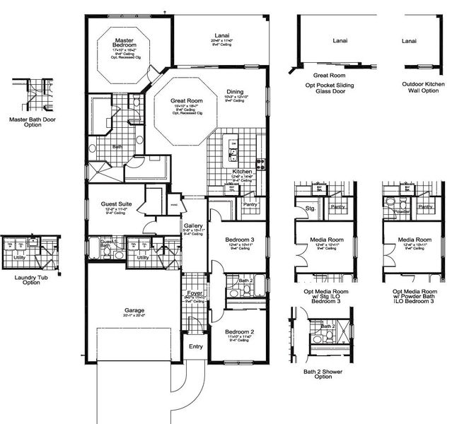 2D floor plan layout for the Triumph by Neal Communities in Boca Royale Golf & Country Club at Wellen Park, Englewood, FL (Image 3).