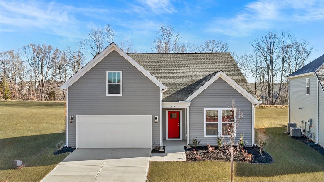 Representative exterior photo of a completed home built from the Parker by DRB Homes in Harrier Point, Woodruff, SC (Image 18). Representative exterior photo of a completed home built from the Parker by DRB Homes in Harrier Point, Woodruff, SC (Image 18).
