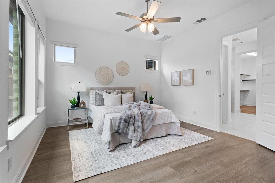 Light and bright primary bedroom on first floor